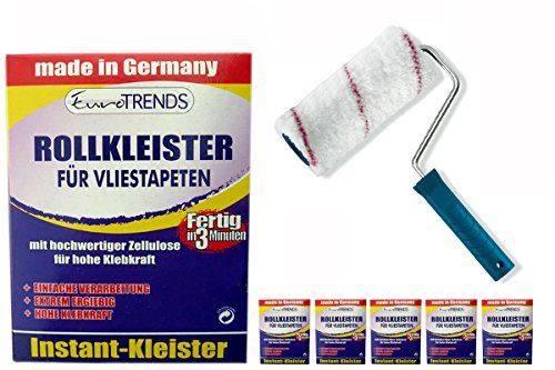 Kleisterroller 18cm + 5 Stück Rollkleister für Vliestapeten 200g für ca. 100qm Tapeten