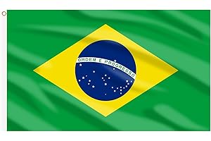 AhfuLife Bandera de Brasil 90cm x 150cm, 1 Pieza Bandera Brasil con Agujeros de Latón en Ambos Lados, Decoración de 2025 Día Nacional Jardin Callejeras Escuela Barra Fiesta