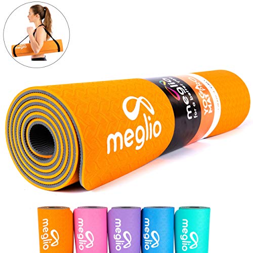 MEGLIO Tapis de Yoga antidérapant en TPE 8mm d'épaisseur, écologique, pour Yoga, Pilates, Fitness, Gymnastique, étirements, entraînement à la Maison ou à la Salle de Sport pour Homme et Femme