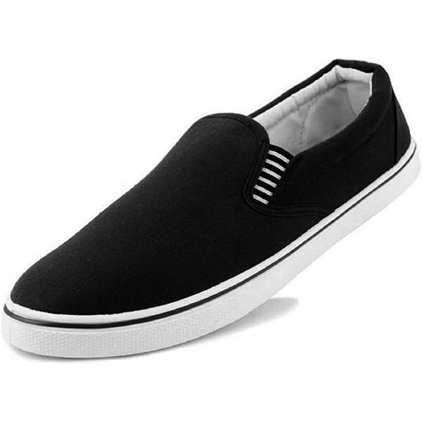 Mens Slip on Canvas Summer Shoes (White Stripe Gusset, Numeric_6):  Amazon.co.uk: Fashion