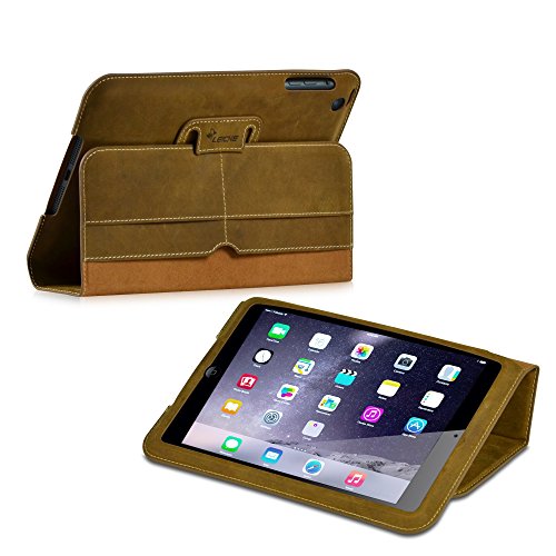 MANNA Ultraslim iPad Mini 3 Folio Hülle | Cover mit Autosleep - Funktion | Case aus Nubuk Leder , braun | Aufstellbare Tasche | Schutzhülle für iPad Mini Retina