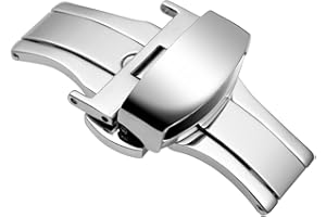 WOCCI Chiusura Farfalla in Acciaio Inossidabile, Fibbia di Ricambio per Cinturino, Larghezza Fibbia 10mm 12mm 14mm 16mm 18mm 20mm 22mm