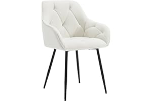 WOLTU Dining Chair Kitchen Chair Upholstered Living Room Chairs with Backrest, Armrests, Metal Legs, Ergonomic Chairs for Lounge, Office, Dressing Table, Velvet, Cream