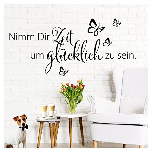 Grandora W5172 Wandtattoo Spruch Nimm Dir Zeit I weiß (BxH) 100 x 45 cm I Flur Wohnzimmer Aufkleber selbstklebend Wandaufkleber Wandsticker
