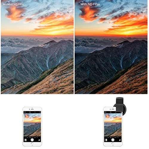 Neewer 37mm angeklammerter ND 2-400 Handy-Objektiv-Filterset: Einstellbare Neutral Density Filter mit Telefonklemme fÃ¼r iPhone/Samsung/HTC/Motorola/iPad und andere Smartphones