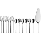 WMF Nuova 13 Par&ccedil;a Meyve ve Pasta Servis Seti, 6 Kişilik, Kahve Kaşığı, Pasta &Ccedil;atalı ve Pasta Servis Spatulası, Cromargan&reg; Y&uuml;