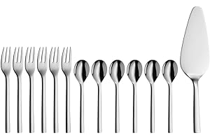 WMF Nuova - Juego 13 Piezas para Tarta para 6 personas, cucharas de café, tenedores de postre, pala para postre, Acero Inoxidable Cromargan Pulido, Apto para Lavavajillas
