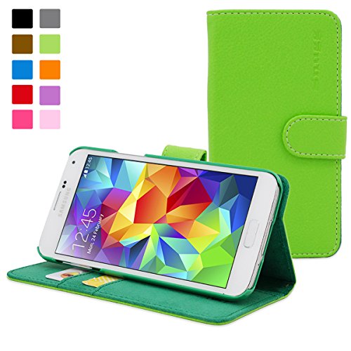 Snugg Funda Galaxy S5  8482  - Carcasa Verde De Cuero  PU  con Tapa Y Garant  a De por Vida para Samsung Galaxy S5
