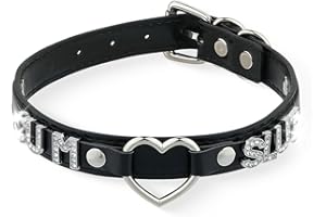 ADEMISHIA Schwarzes Herz O-Ring Brief Choker Halskette für Frauen, Punk Handmade PU Leder Leine Kragen einstellbar Gothic Jewerly