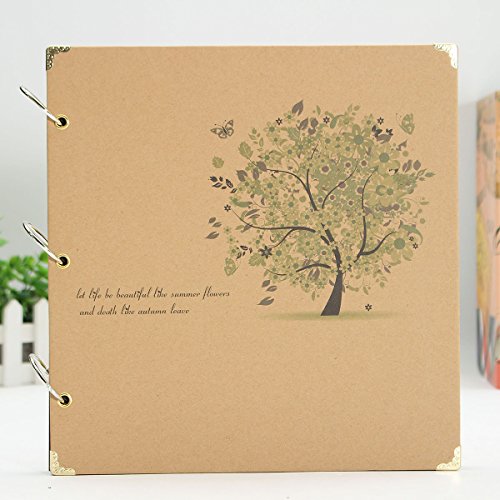 Mohoo Fotoalbum DIY Retro Fotoalben Lederprägung handgemacht Mit 30 Karten 12 Zoll Geschenk für Muttertag