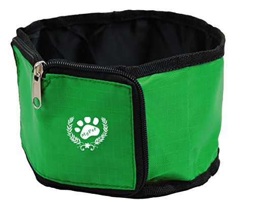 Polyester-dog-bowl-for-travel-food-bag-Dog-Travel-Bowl-in-green-by-the-brand-PRECORN