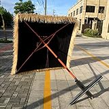 Con una base cruzada Parasol LZPQ Sombrilla Terraza Jardín Piscina Patio Camping imitar Rafia Natural Madera Paragüero