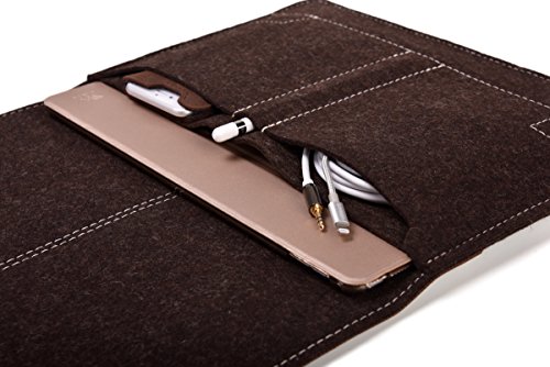 ALMWILD Apple iPad Pro 12.9 Zoll Hülle, Tasche . Aus echtem Rinds- Leder und 100% Woll- Filz. Case in Trüffel- Braun mit magnetischer Umschlagklappe aus Echt- Leder in Braun. In Bayern handgefertigt - 4