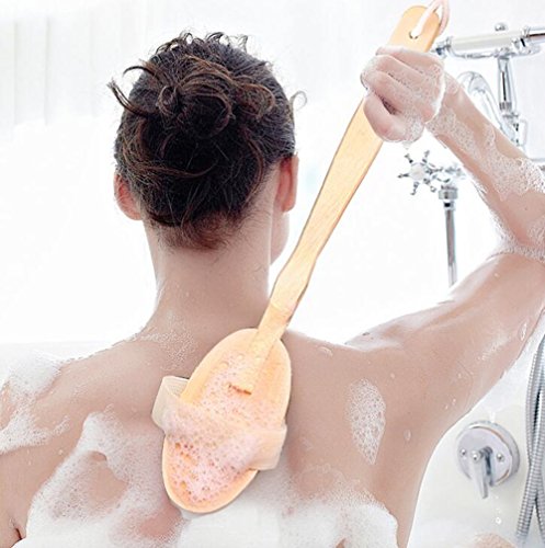 Badebürsten / Rückenbürste,Abnehmbar Holz Stiel Bad / Dusche Naturborste Kardätsche CIDBEST® Körper-Peeling Pinsel Perfekt für trockene Haut Bürsten, verbessert die Durchblutung , reduziert Cellulite ,Verbessert die Haut Gesundheit und Schönheit für Damen & Herren - 5