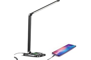 KEPEAK Lámpara de escritorio LED de brillo ajustable, lámpara de mesa de control táctil LED, 5 niveles de brillo, con ahorro de energía(Negro)
