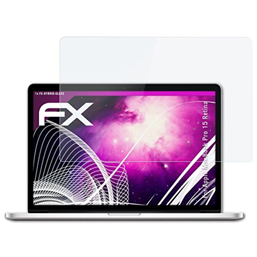 Apple MacBook Pro 15 Retina Glasfolie - atFoliX FX-Hybrid-Glass hartbeschichtete elastische 9H Kunststoffglas Folie