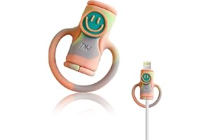 Viilich Protezione del Cavo Dati 2 in 1 e organizzatore del Cavo,Strumenti di archiviazione ad Alta Protezione Elastica Anti-Rottura,protezione della linea dati del telefono(sorriso arancione verde)