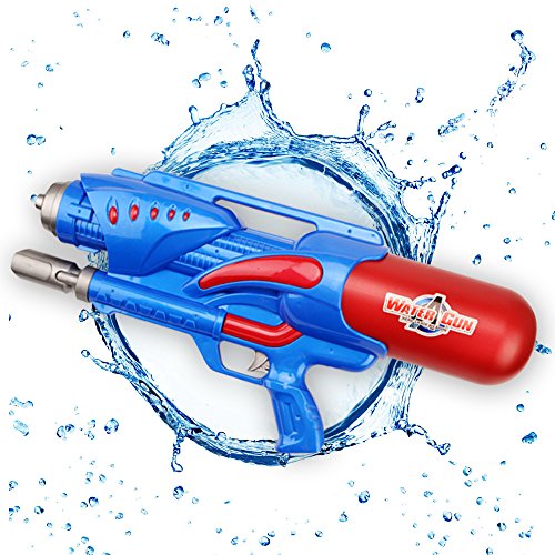 Double Nozzles Water Gun Pistol - Beby (2017 New Design) 1200ml Squirt Gun for Kids Summer Outdoor Water Shooting Game 3+Years Toys (Red-Yellow/Blue-Red Random)