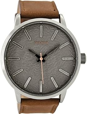 Oozoo Herrenuhr mit Lederband 48.5 MM Silbergrau/Braun C9025