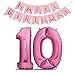 Produktbild XXL Folien-Luftballons 10 Pink + Happy Birthday Girlande | Riesen Zahlen-Luftballons | 40" 101CM | Perfekte Geburtstagsdeko Rosa | Fliegt mit Helium