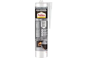 Pattex Barbecue e Caminetti Silicone alte temperature, Sigillante verniciabile resistente alla fiamma diretta, Silicone grigio per caldaie, camini, forni e stufe, 1 x 280 ml