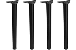 Stolmet Adjustable Stainless Steel Table Legs – Height Extendable by 2.5 cm – Available in Six Colours – 710mm, 820mm, 1100mm (28", 32", 43") – 60mm Diameter (Black, 710mm (28 inch) x4)
