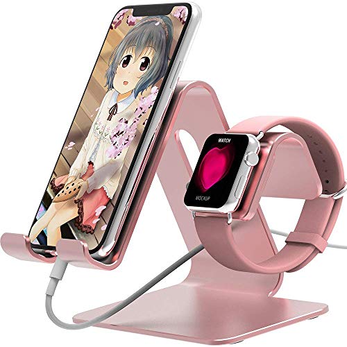 Aluminum Cell Phone Stand, 2 in 1 Universal Desktop Tablet Stand Holder Dock Station Used for Apple iWatch/iPhone/iPad