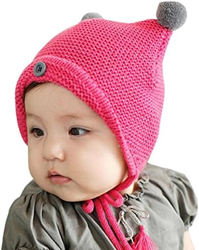 Baby Hat for 6M-2Y,Eenkula Cute Baby Toddler Kid Boys Girls Button Fur Ball Knitted Winter Warm Hat Cap