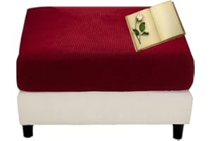 Miecoae Copri Pouf Elasticizzato Rettangolare Quadrato Copri Pouf Fodera Poggiapiedi 50 60 70 80 CM Fodere Coprisgabello Blu/Grigio, Copertura per Sgabello (Color : #12, Size : 65-90cm/26-35in)