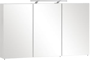 Schildmeyer Spiegelschrank 132253, Melaminharzbeschichtete Spanplatte, weiß, 120 x 16 x 71 cm