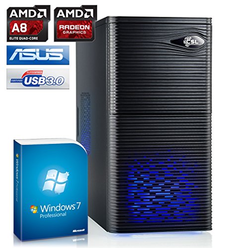 CSL Sprint 5800Pro (Quad) inkl. Windows 7 Pro – AMD A8-6600K 4x 3900 MHz, 8 GB RAM, 1000 GB SATA, Radeon HD 8570D, DVD-RW, CardReader, Gigabit LAN, USB 3.1 - 2