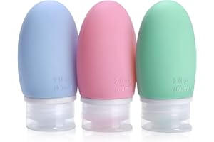 ‎OPRET Opret 3 Stück Silikon Reiseflaschen Set, 60ml Auslaufsicher Nachfüllbare Portable Reise Container für Shampoo Creme Spülung, BPA-frei und TSA-geprüft