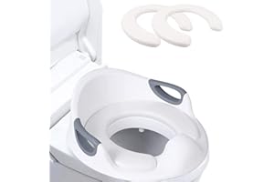 ABirdon Riduttore WC per Bambini, Allenatore Vasino Sedile Ergonomico Water con Braccioli, Paraspruzzi, con un Cuscino Intercambiabile per l'uso su WC rotondi e Ovali, Bianco