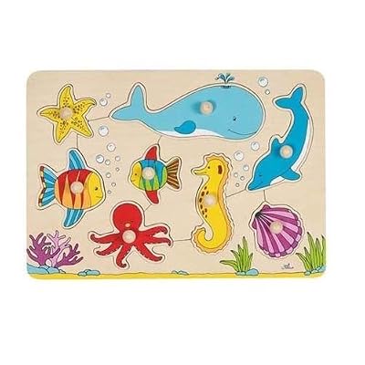 Goki - 2041550 - Puzzle En Bois À Encastrement - Subaquatique Mondial - 8 Pièces
