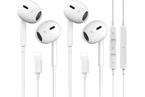 PHANTOM CABLES 2 Packs for iPhone Headphones Wired [Plug and Play, No Bluetooth] Earbuds Earphones Noise Reduction Built-in Mic & Volume Control Headsets Compatible with iPhone 14/13/12/11/XR/XS/X/8/7/SE/Pro/Pro Max