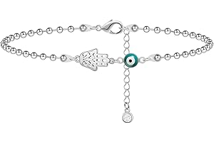 Kenivira Ankle Bracelets for Women Evil Eye/Hamsa Hand Bracelet Adjustable Beaded Chain Anklets Jewelry Anklet Bracelets for Women Length 21cm
