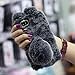 Produktbild Aearl Für iPhone 6S 6 Hülle Plüsch Wolle Flaumig Villi Pelz Hasenohren Case, TPU Silikon Weich Bling Kristall Diamant Bunny Hase Haare Schwanz Cover für iPhone 6 6S,Schwarz