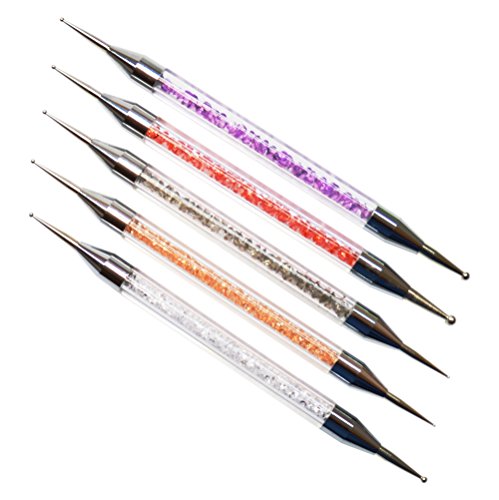NAILFUN 5 Nail Art Dotting Tools Filled with Rhinestones