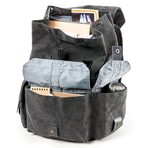 Evecase Verwandelbarer Schul- DSL-Kamera- Objektiv- Rucksack aus Leinen mit Regenschutz       schwarz  F  r Canon  Nikon  Sony  Fujifilm  Panasonic  P