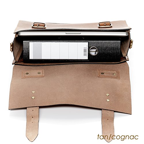 Scotch & Vain Aktentasche BOSTON – Laptoptasche groß fit für 15.4″ mit Extra-Abtrennung- Businesstasche mit Schultergurt festes Material – echt Sattelleder - 4