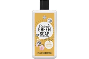Marcel's Green Soap - Shampooing 2en1 Vanille et cerise - Avec Aloë Vera et Glycérine Naturelle - 100% Eco friendly - 100% Vegan - 97% Biodegradable - 500 ML
