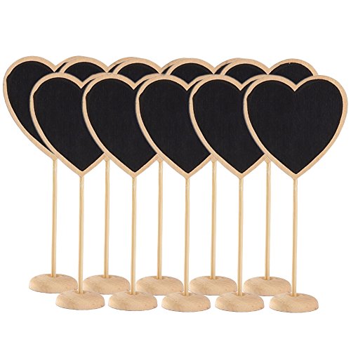 10 Stk Mini Holz Tafel Chalkboard Staffelei mit Ständer und robust Dicke Basis Herzform