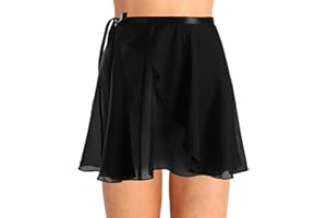 winying Jupe de Danse Ballet Femmes Jupe Danse Classique Latine Salsa Tutu Mini Jupe Gymnastique Mousseline Patineuse Tulle Jupe Portefeuille Asymétrique Plissé Dansewear