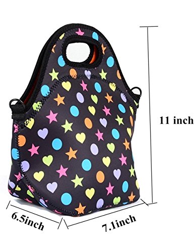 Case Wonder Neopren Wasserdichte Mittagessen Tasche Tragbar Lunch Tasche Kühltasche Isolierte Schule Rucksack Lunch Fall Thermo Picknicktasche Großes Fassungsvermögen Food Behälter mit Zipper Strap Box Cooler Container Müllsäcke Picnic Reise Outdoor Mode Handtasche Clutch für Frauen Männer Kinder Mädchen Erwachsene, Noir Sets - 2