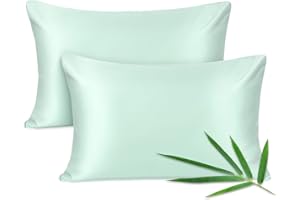 Joyhabit Bambus Kissenbezug 40x60cm, 100% aus Rein Natur, Weich und Seidig für Baby, Vegan und Umweltschützer, Zweier Pack, Grasgrün