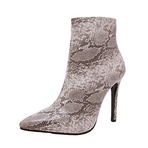 Botines Para Mujer,Beikoard 2018 Moda Mujer Serpiente Piel Alta Tacón Shoes Sexy Tacones Finos Botas De Cremallera,Botas De Piel De Serpiente De Tacón Fino Sexy