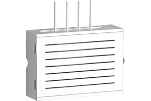 MNBVH Holz Router Regal, WiFi Router Storage Box, Router Box Wandhalterung, WLAN Box, Wandbehang Router Dekorative Box, Kabel Management Box Wand Regal Weiß