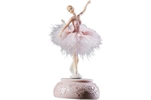 Gelentea Aosbset Ballerina Spieluhr Tanzendes Mädchen Schwanensee Karussell mit Feder Geburtstagsgeschenk Taufe Geschenkidee für Mädchen (Pink)