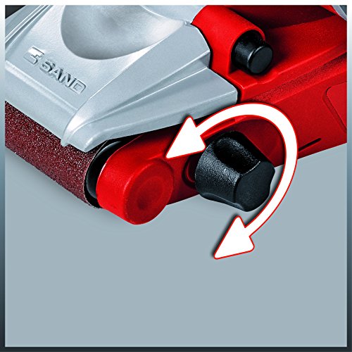 Einhell Bandschleifer TE-BS 8540 E (850 W, 75×140 mm, Bandlauf mit Feinjustierung, variable Bandgeschwindigkeit, Staubfangbox und Absaugadapter, Schleifband P80) - 6