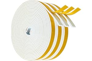 YANKUIRUI Guarnizione Finestra Porta Nastro Sigillante Autoadesivo in Gommapiuma, Alta Densità Neoprene Isolamento Nastro Sigillante per Anti Freddo, Rumore e Collisione (12mm x 3mm/15M, Bianco)
